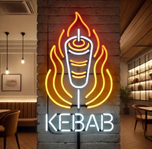Load image into Gallery viewer, Kebab neon Sign, Neon Doner Sign, Neon Vertical Rotating Shawarma Sign, LED Neon Kebab Sign, Neon Shawarma Sign