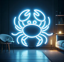 Load image into Gallery viewer, Neon crab sign, Crab-shaped neon sign, Neon crustacean sign, Crab neon light, Neon crab decoration, Crab neon art, Crab neon sculpture