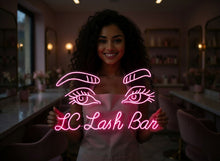 Load image into Gallery viewer, Eyelashes Neon Sign, Beauty Salon neon Sign, Custom Neon Sign, Wall Decor, Girl Face & Eyebrows, Decoration in a beauty salon, wall decor