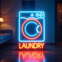 Load image into Gallery viewer, Laundry machine neon sign, Laundry appliance neon sign, Laundry device neon sign, Laundry automaton neon sign, Fabric washer led light