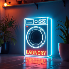 Load image into Gallery viewer, Laundry machine neon sign, Laundry appliance neon sign, Laundry device neon sign, Laundry automaton neon sign, Fabric washer led light