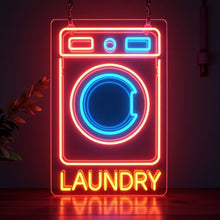 Load image into Gallery viewer, Laundry machine neon sign, Laundry appliance neon sign, Laundry device neon sign, Laundry automaton neon sign, Fabric washer led light