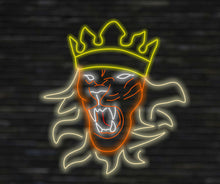 Load image into Gallery viewer, Lion King Neon Sign, Crowned Lion Neon Sign, Royal Lion Head Neon Sign 25in