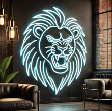 Load image into Gallery viewer, Lion head neon sign, LED lion head neon sign, animal neon sign, animals neon sign, wild cat neo sign, lion neon sign