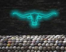 Load image into Gallery viewer, Bull head neon sign, Cowboy neon light, Rodeo neon sign, Western-themed neon art, Distinctive animal head neon sign, Custom bull skull light