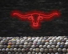 Load image into Gallery viewer, Bull head neon sign, Cowboy neon light, Rodeo neon sign, Western-themed neon art, Distinctive animal head neon sign, Custom bull skull light