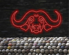 Load image into Gallery viewer, Buffalo bull neon sign, rodeo neon sign, cow neon sign, buffalo led light, Cattle neon decor, Bison neon sign, ox neon sign, Wild ox sign