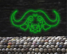 Load image into Gallery viewer, Buffalo bull neon sign, rodeo neon sign, cow neon sign, buffalo led light, Cattle neon decor, Bison neon sign, ox neon sign, Wild ox sign