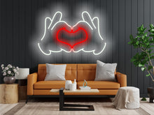Load image into Gallery viewer, Hands Folded Heart neon sign, hands showing heart gesture neon sign, hands making heart neon sign