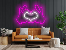 Load image into Gallery viewer, Hands Folded Heart neon sign, hands showing heart gesture neon sign, hands making heart neon sign