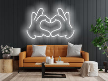 Load image into Gallery viewer, Hands Folded Heart neon sign, hands showing heart gesture neon sign, hands making heart neon sign