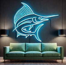 Load image into Gallery viewer, Marlin neon sign, neon marlin sign, marlin fish neon light, neon fish sign, fishing neon sign, neon marlin wall decor, LED marlin sign, marlin bar sign, neon seafood sign, blue marlin neon light