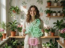 Load image into Gallery viewer, Monstera Plant Neon Sign, Tropical Leaf Neon Sign, Potted Plant Neon Sign