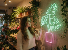 Load image into Gallery viewer, Monstera Plant Neon Sign, Tropical Leaf Neon Sign, Potted Plant Neon Sign