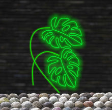 Load image into Gallery viewer, Monstera leaf neon sign, monstera flower neon sign, Neon Monstera Leaf, Monstera Leaf LED Neon Sign, Monstera LED Neon Sign, Monstera Leaf