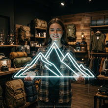 Load image into Gallery viewer, Mountain neon sign, Rising sun neon sign, Mountain peak neon sign (Copy) White