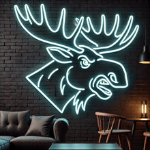 Load image into Gallery viewer, Moose Neon Sign – Deer Head Neon Light for Cabin, Lodge, Wildlife or Man Cave Decor