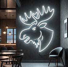 Load image into Gallery viewer, Moose Neon Sign – Deer Head Neon Light for Cabin, Lodge, Wildlife or Man Cave Decor