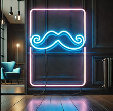 Load image into Gallery viewer, Mustache Neon Sign, Gentleman Mustache Neon Sign, Grooming Salon Neon Sign