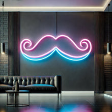 Load image into Gallery viewer, Mustache Neon Sign, Barbershop Neon Sign, Handlebar Mustache Neon Sign Pink
