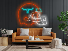 Load image into Gallery viewer, Football Helmet neon sign, Gridiron helmet neon sign, Sports helmet neon sign 20in Orange