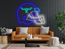 Load image into Gallery viewer, Football Helmet neon sign, Gridiron helmet neon sign, Sports helmet neon sign 20in Blue