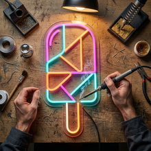 Load image into Gallery viewer, Cubist Ice Cream Neon Sign, Geometric Ice Cream Neon Sign, Ice Cream Bar Neon Sign