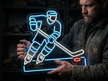 Load image into Gallery viewer, Ice Hockey Neon Sign, Hockey Player Neon Sign, Hockey Rink Neon Sign