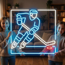 Load image into Gallery viewer, Ice Hockey Neon Sign, Hockey Player Neon Sign, Hockey Rink Neon Sign Multicolor