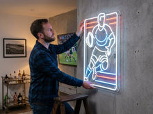 Load image into Gallery viewer, Rugby Player Neon Sign, Running Athlete Neon Sign, Rugger with Ball Neon Sign