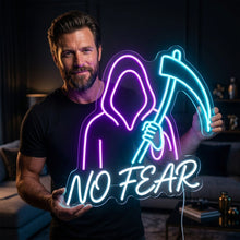 Load image into Gallery viewer, Grim Reaper Neon Sign, No Fear Neon Sign, Death Scythe Neon Sign