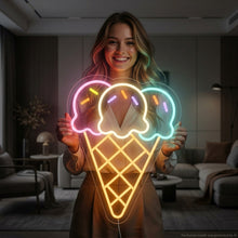 Load image into Gallery viewer, Large Ice Cream Neon Sign, Big Ice Cream Neon Sign, Ice Cream Cone Neon Sign Multicolor