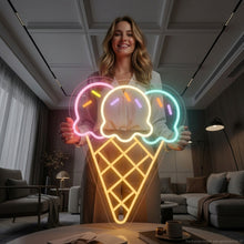 Load image into Gallery viewer, Large Ice Cream Neon Sign, Big Ice Cream Neon Sign, Ice Cream Cone Neon Sign