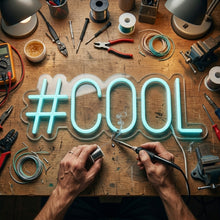 Load image into Gallery viewer, Cool Hash Neon Sign, Cool Hashtag Neon Sign, Hashtag Quote Neon Sign turquoise