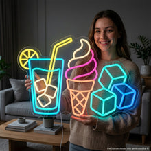 Load image into Gallery viewer, Ice Cream Lemonade Neon Sign, Lemonade Glass Neon Sign, Ice Cream Neon Sign Multicolor