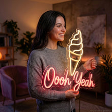 Load image into Gallery viewer, Oooh Yeah Ice Cream Neon Sign, Ice Cream Neon Sign, Ice Cream Cone Neon Sign