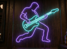 Load image into Gallery viewer, Guitar solo neon sign, Rock guitar neon sign, Electric guitar neon sign turquoise
