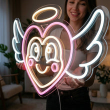 Load image into Gallery viewer, Winged Heart Neon Sign, Heart Wings Neon Sign, Angel Heart Neon Sign