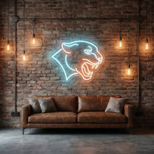 Load image into Gallery viewer, Panther Snarl Neon Sign, Angry feline neon sign, Growling wildcat neon sign