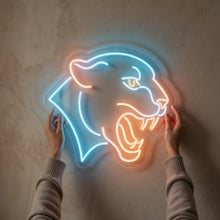 Load image into Gallery viewer, Panther Snarl Neon Sign, Angry feline neon sign, Growling wildcat neon sign