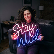 Load image into Gallery viewer, Stay Wild Neon Sign, Free Spirit Neon Sign, Wilderness Quote Neon Sign