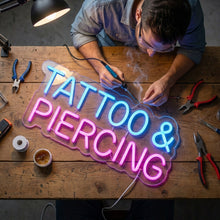 Load image into Gallery viewer, Tattoo Piercing Neon Sign, Tattoo Studio Neon Sign, Piercing Studio Neon Sign