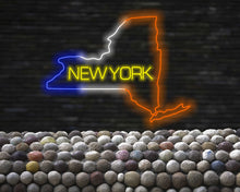 Load image into Gallery viewer, New York Neon Sign, US map neon sign, New York map neon sign, Neon New York State Map neon sign, neon sign of the U.S. state, neon signdecor