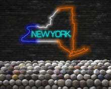 Load image into Gallery viewer, New York Neon Sign, US map neon sign, New York map neon sign, Neon New York State Map neon sign, neon sign of the U.S. state, neon signdecor