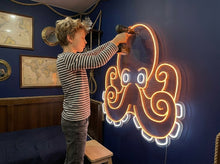 Load image into Gallery viewer, Octopus Neon Sign, Octopus Custom Neon Sign, Octopus Neon Light, Octopus Wall Decor Neon sign 45in
