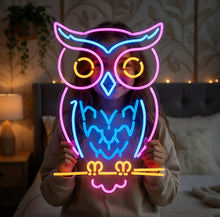 Load image into Gallery viewer, Owl neon sign, Great Horned Owl neon sign, Owl Silhouette neon sign