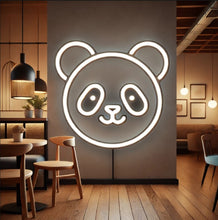 Load image into Gallery viewer, Panda Head Neon Sign, Panda face neon sign, Bamboo bear portrait neon sign