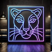 Load image into Gallery viewer, Roaring Panther Neon Sign, Snarling predator neon sign, Panther face neon sign