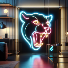 Load image into Gallery viewer, Panther Head Neon Sign, Snarling predator neon sign, Bared teeth neon sign Multicolor