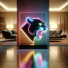 Load image into Gallery viewer, Panther Face Neon Sign, Snarling big cat neon sign, Roaring panther neon sign Multicolor